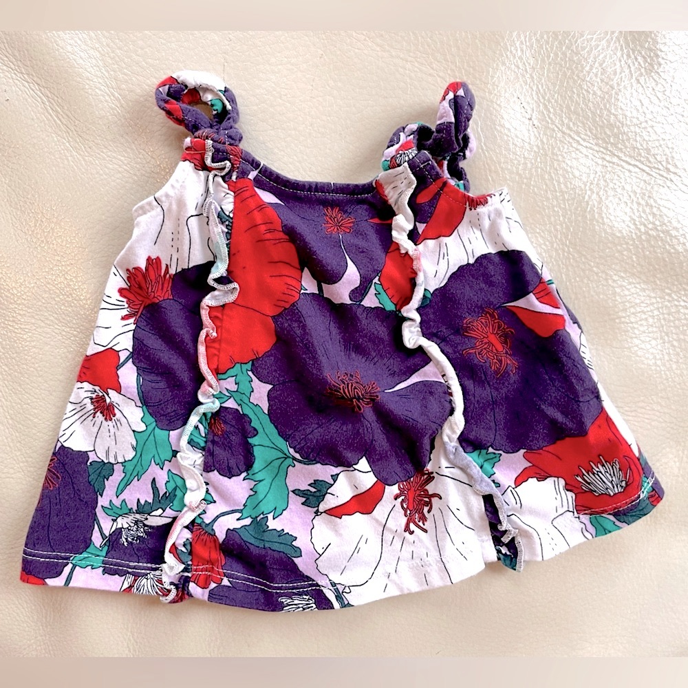 7/$20💥Flared Floral Sleeveless Baby Girl Blouse / Tank Top, Ruffles, Red Purple